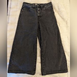 Madewell Black Denim Wide Leg Cropped Jean Size 26